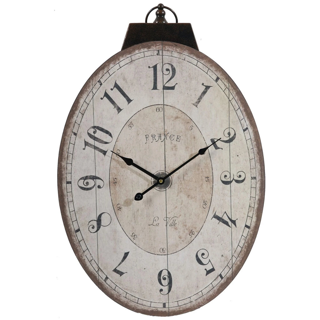 29" White and Black Oval Wall Clock S11197