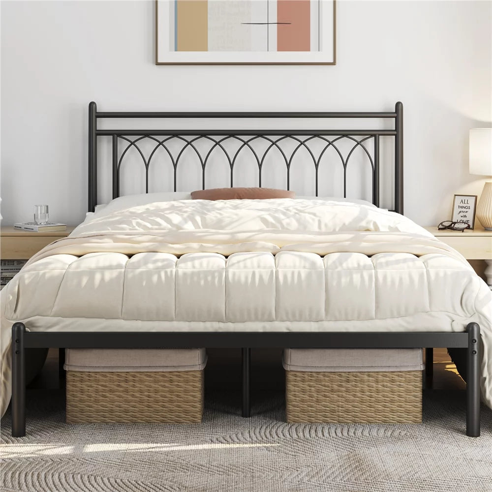 Queen Black Metal Bed Frame with Headboard R522582