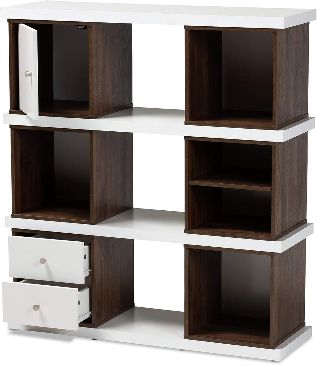 White/Walnut Bookcases M3119