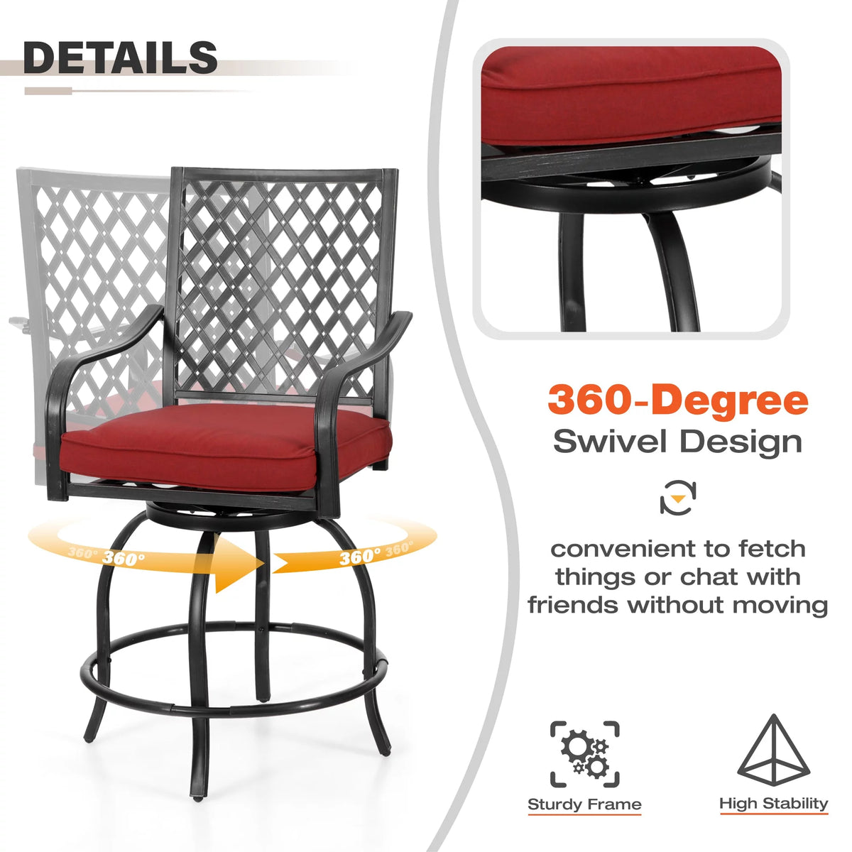 4 Pc Metal Swivel Bar Stools Set with Cushions S8485