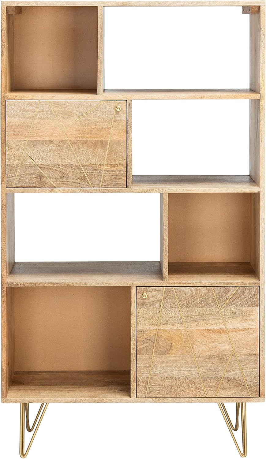 Natural Brass Hairpin Leg Storage Bookcase Q9630