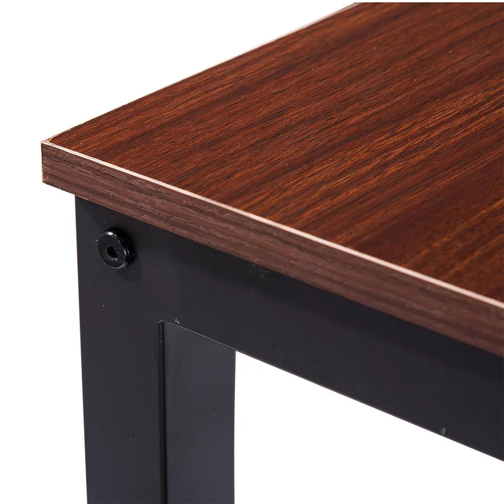 3 Piece Walnut Dining Table with Two Stools X225935
