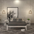 King Platform Bed Frame, No Headboard, Solid Wood, Walnut C840