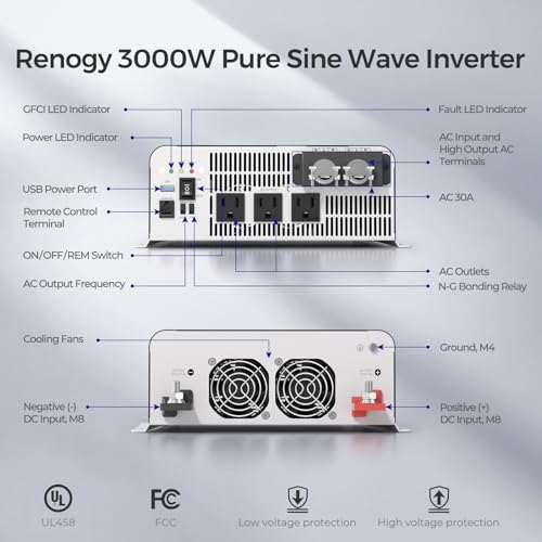 3000W Pure Sine Wave Power Inverter with UPS Transfer Switch F5686