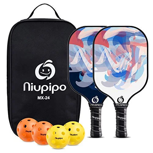 Blue Fiberglass Pickleball Paddle Set of 2 with Carry Bag F327