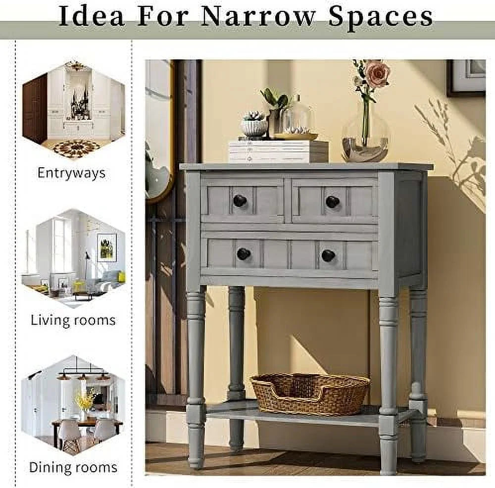 Narrow Console Table with Three Drawers W637435