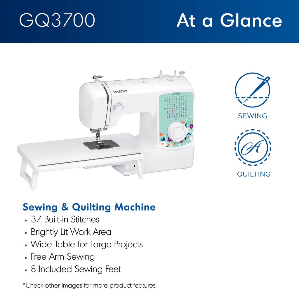 Sewing & Quilting Machine with Built-in Stitches & Wide Table Q605005