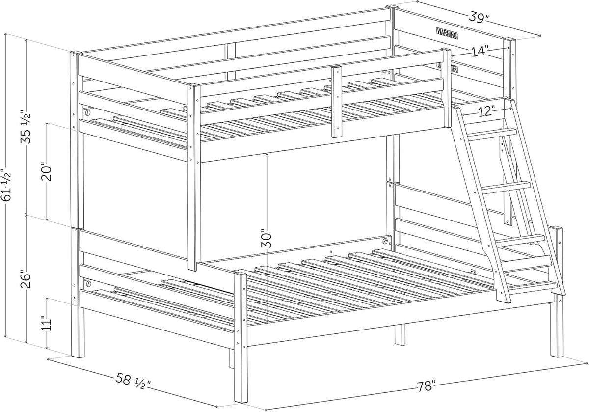 Matte Black Twin on Full Bunk Bed K103