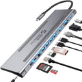 USB C Hub, 11-in-1, 100W Power Delivery, 4K 60Hz HDMI, USB C, 2 USB A, Ethernet, 3.5mm Audio, Micro SD and SD Card Reader Y7052
