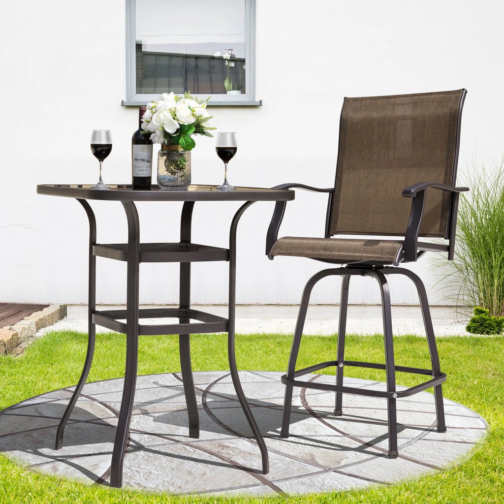 5 Piece Patio Bistro Set with Tempered Glass Table J294