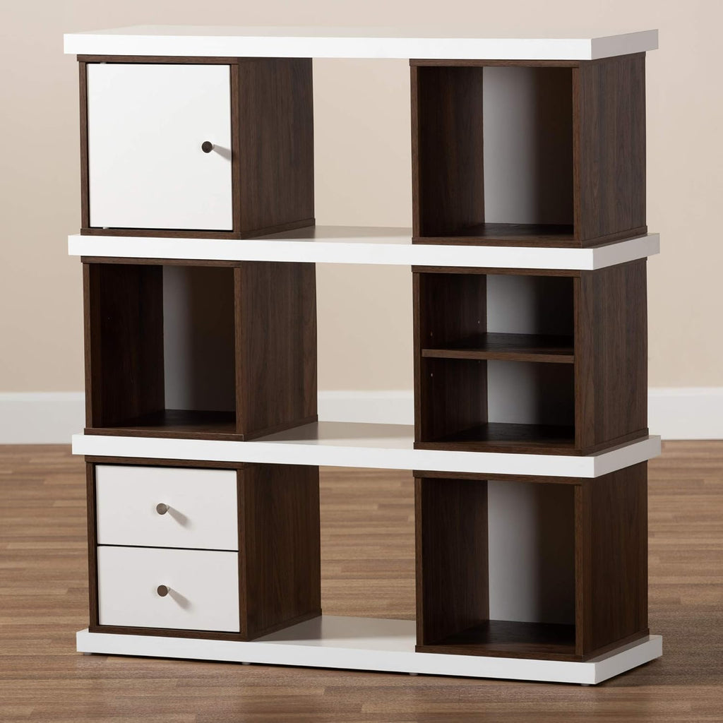 White/Walnut Bookcases M3119