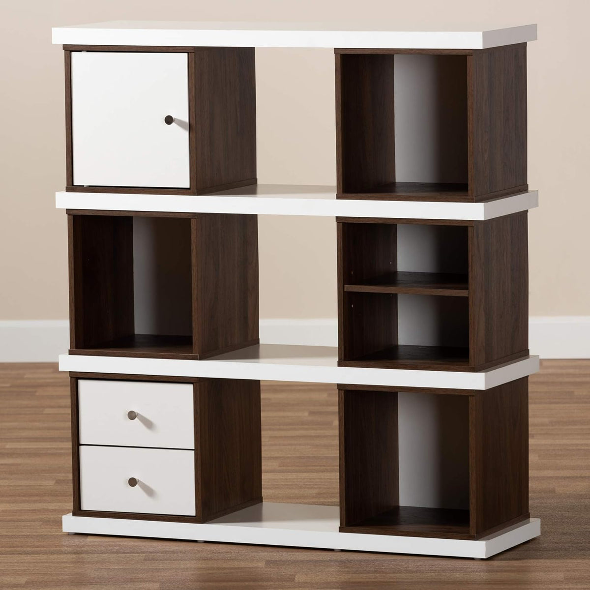 White/Walnut Bookcases M3119