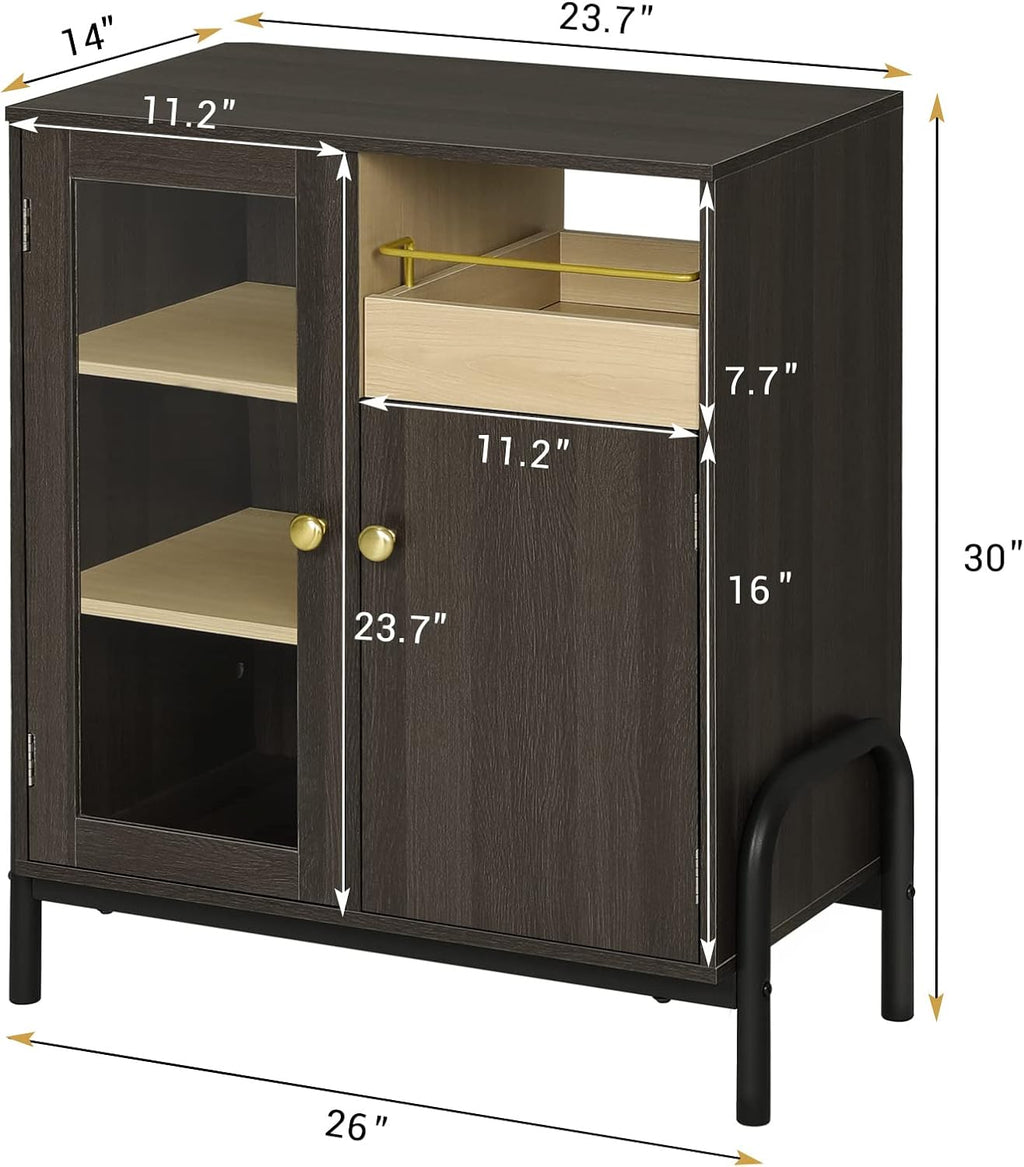 Coffee Bar Cabinet with Tempered Glass Door T766789