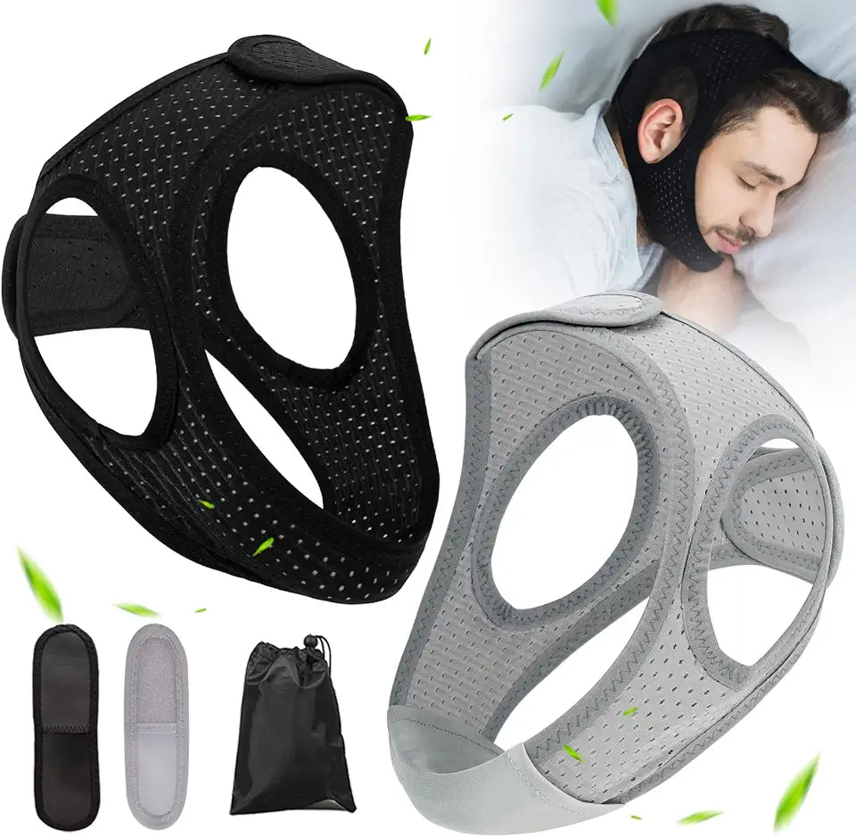 Breathable Cpap Chin Strap 2 Pack Black Grey H2145