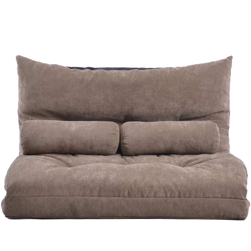 Light Brown Sofa Bed Folding Futon with Two Pillows O241