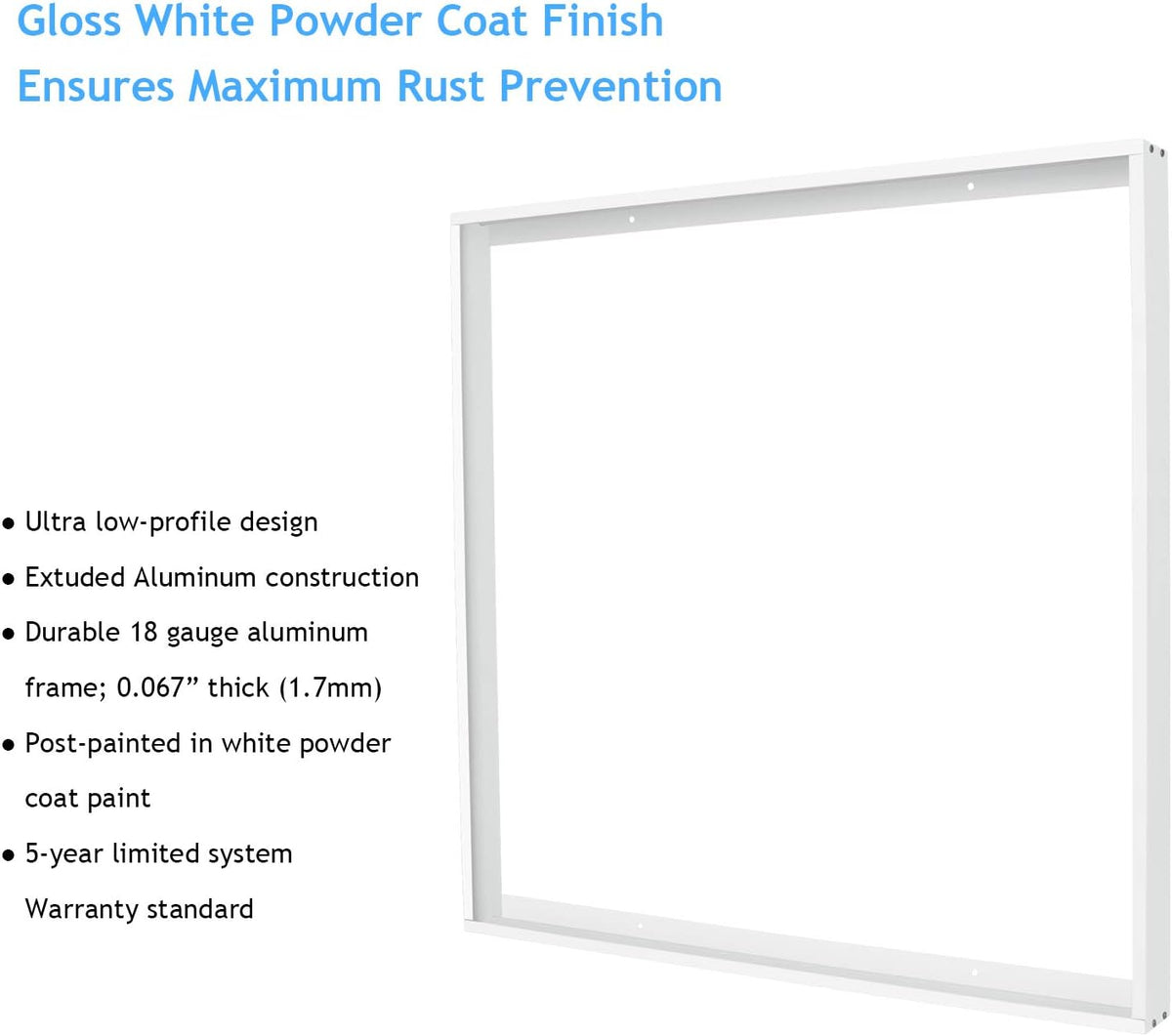 2x2 FT Surface Mount Kit for LED Flat Panel Light - Aluminum 24x24 inch Ceiling Frame Kit T190931