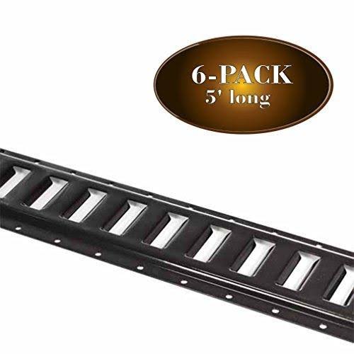 6pk Black Powder-Coated 12 Gauge Steel E-Track Tie-Down Rail H749555