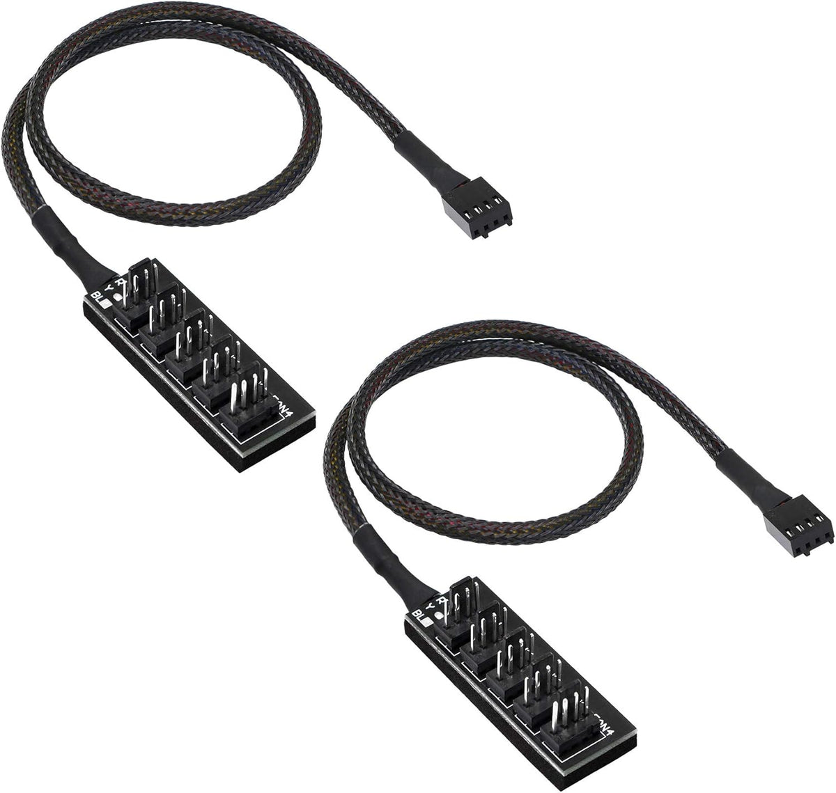 4 Pin PWM Fan Hub Splitter Power Supply Cable 1 to 5 Way PC CPU Cooling Case Fan Power Extension Cable for ATX Computer Case 4-Pin & 3-Pin Cooling Fans 14.8inch 2-Pack J98760