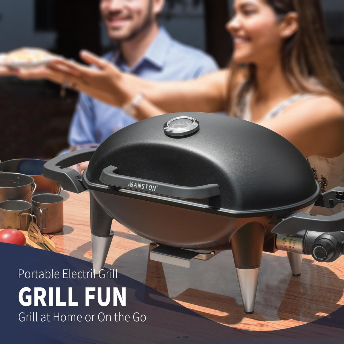 1500W Electric Barbecue Grill with Built-In Thermometer Z81009