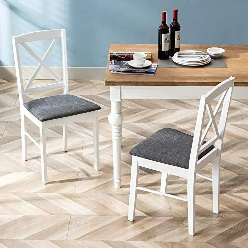 Set of 2 Wood Dining Chairs with Cross Back Q2206
