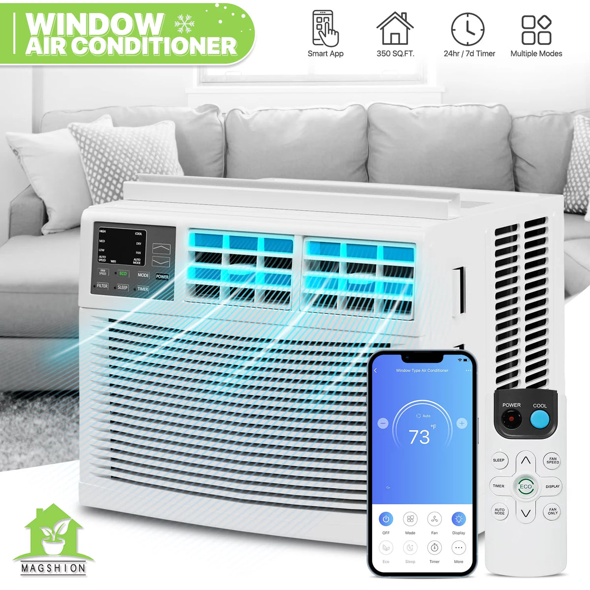 8,000 BTU Smart WIFI Window Air Conditioner White V857828