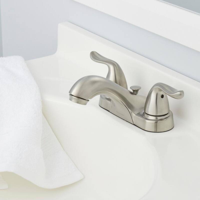 4 in. Centerset Double Handle Low-Arc Bathroom Faucet Brushed Nickel J6432