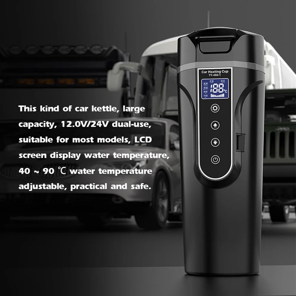 12V 24V Heated Water Cup Electric Kettle LCD Display L150