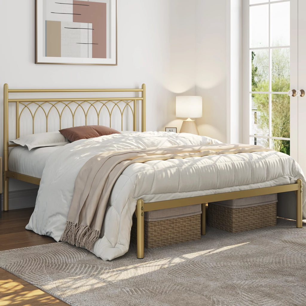 Queen Black Metal Bed Frame with Headboard R522582