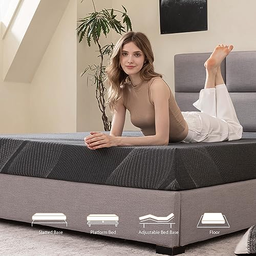 10 Inch Charcoal Gel Memory Foam Queen Mattress W67190