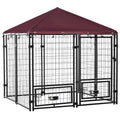 Indoor/Outdoor Metal Dog Kennel with Lock and Canopy R77498