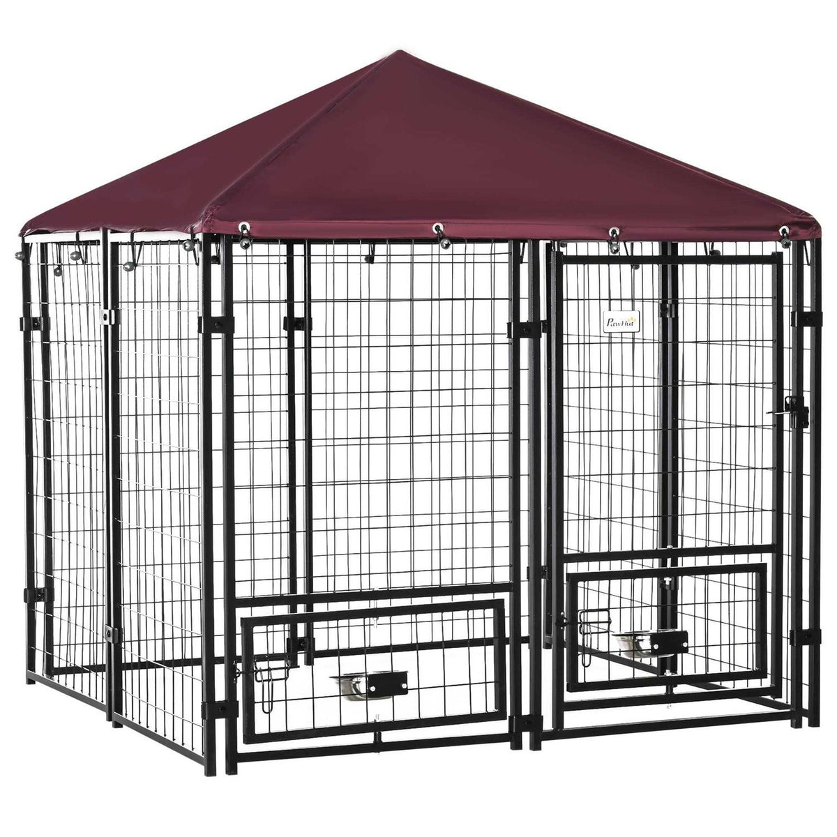 Indoor/Outdoor Metal Dog Kennel with Lock and Canopy R77498