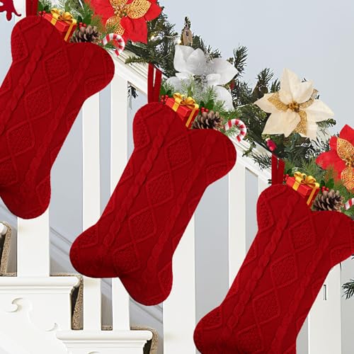 18 Inch Knitted Dog Christmas Stocking H31393