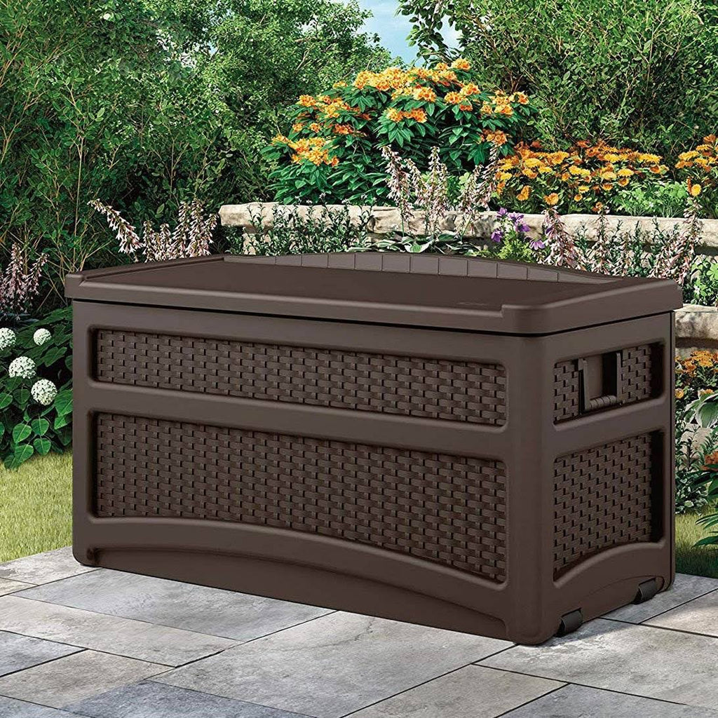 73 Gallon Resin Wicker Deck Box with Seat T406