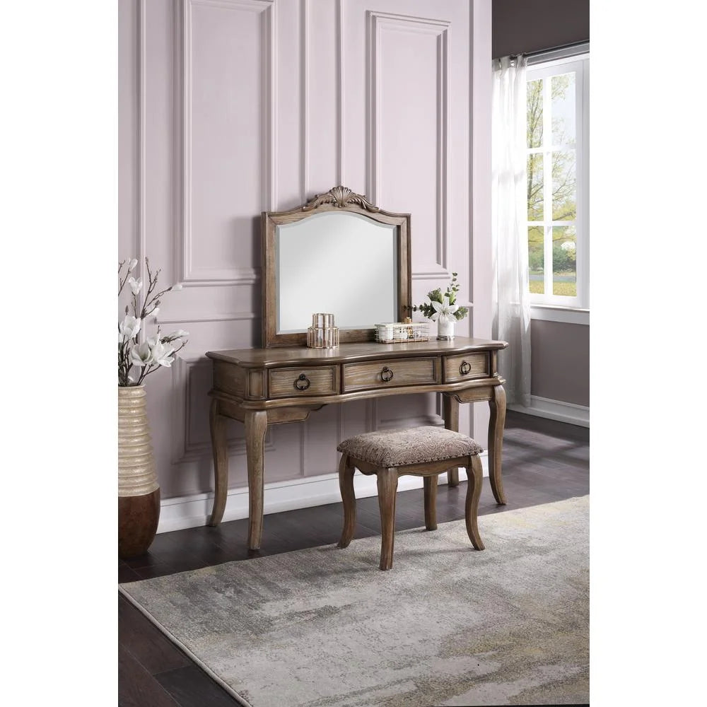 Wooden Makeup Vanity Set with Mirror and Stool R305415