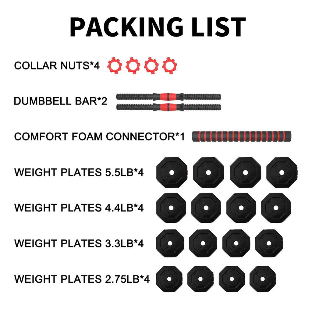 66 Lb Adjustable Weights Dumbbells Set T430