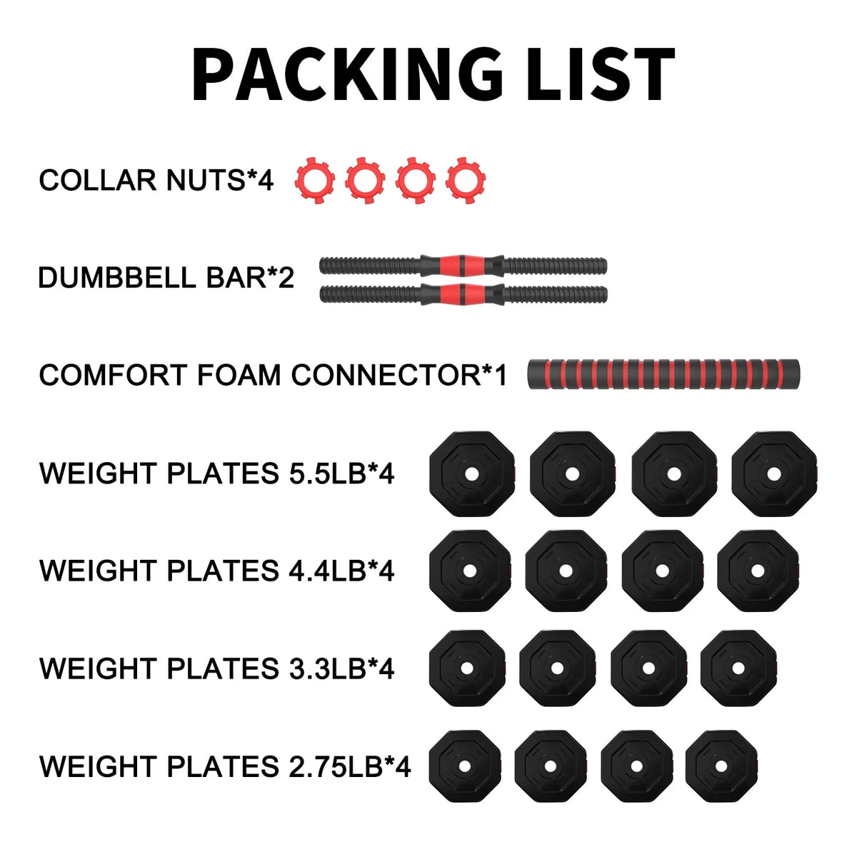 66 Lb Adjustable Weights Dumbbells Set T430