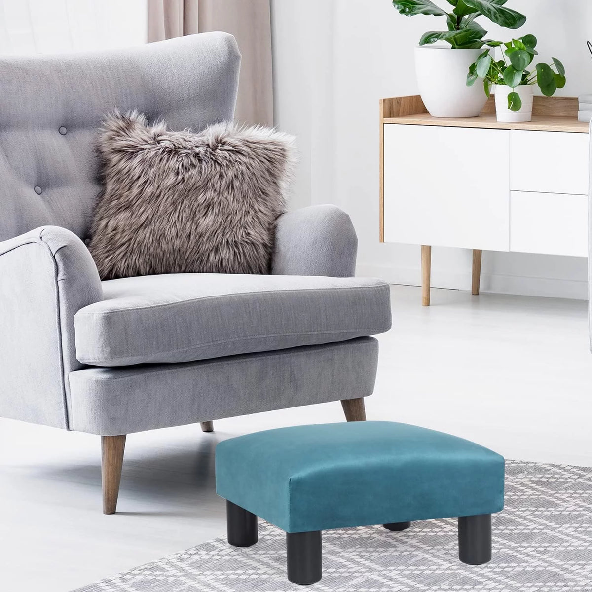 Blue Square Ottoman Footstool L55468