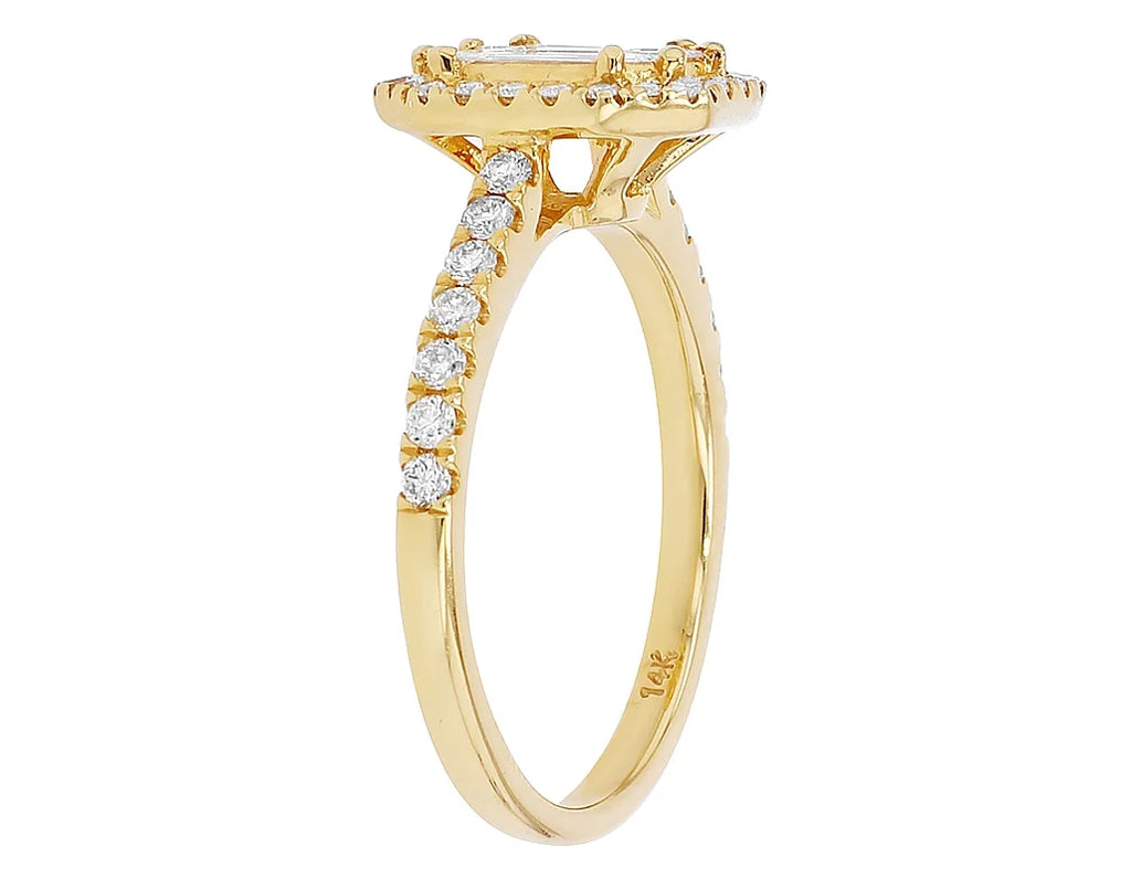 Emerald Diamond 0.75CT Engagement Ring 14K Yellow Gold N116