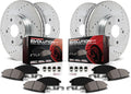 Front and Rear Carbon Fiber Brake Pads with Drilled & Slotted Brake Rotors Kit H253