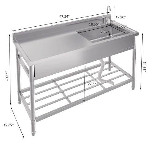 Stainless Steel 24" Single Bowl Utility Sink with Faucet W749