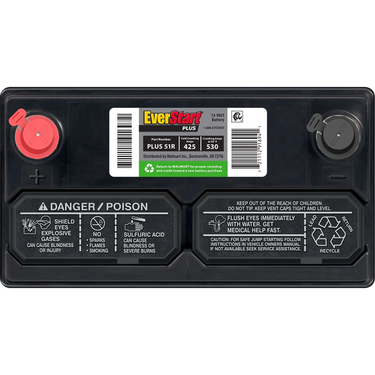 Lead Acid Automotive Battery Group Size 51R 12 Volt 425 CCA V2197