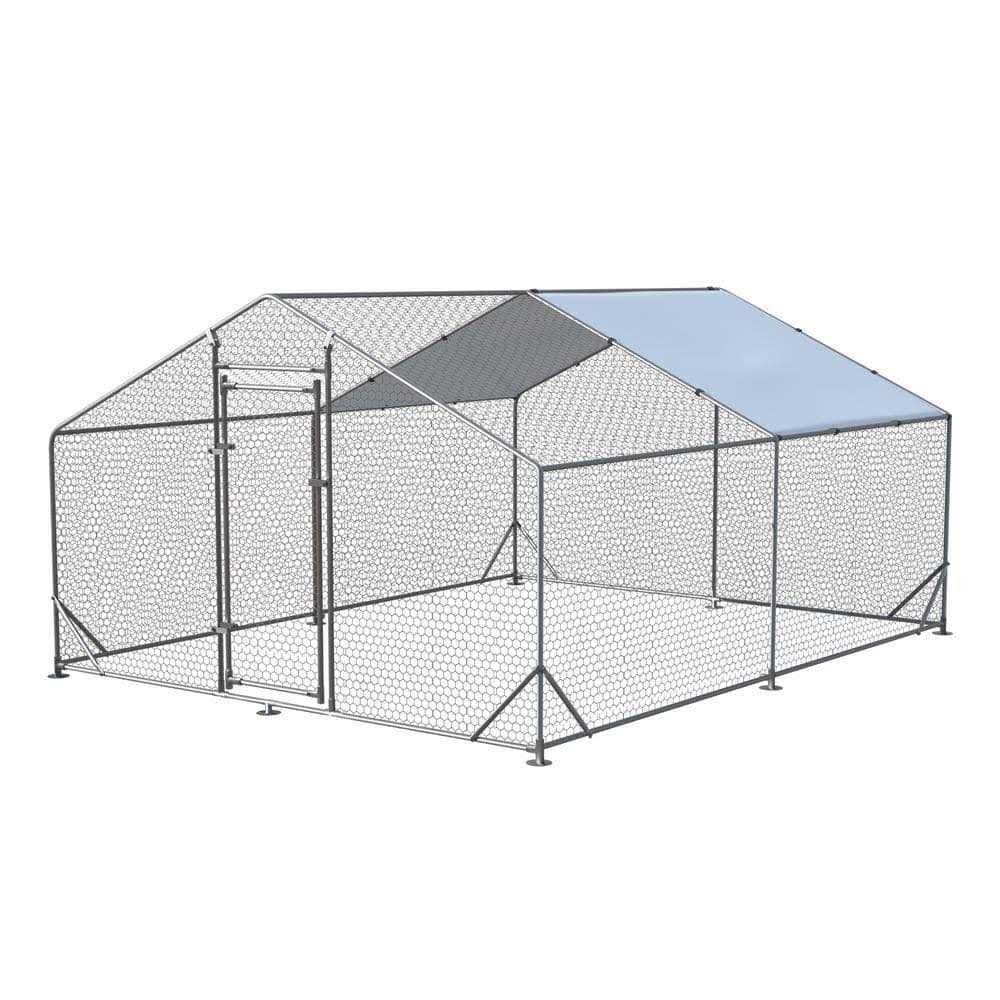 Walk-In Chicken Coop Poultry Cage with Waterproof Cover Z57819