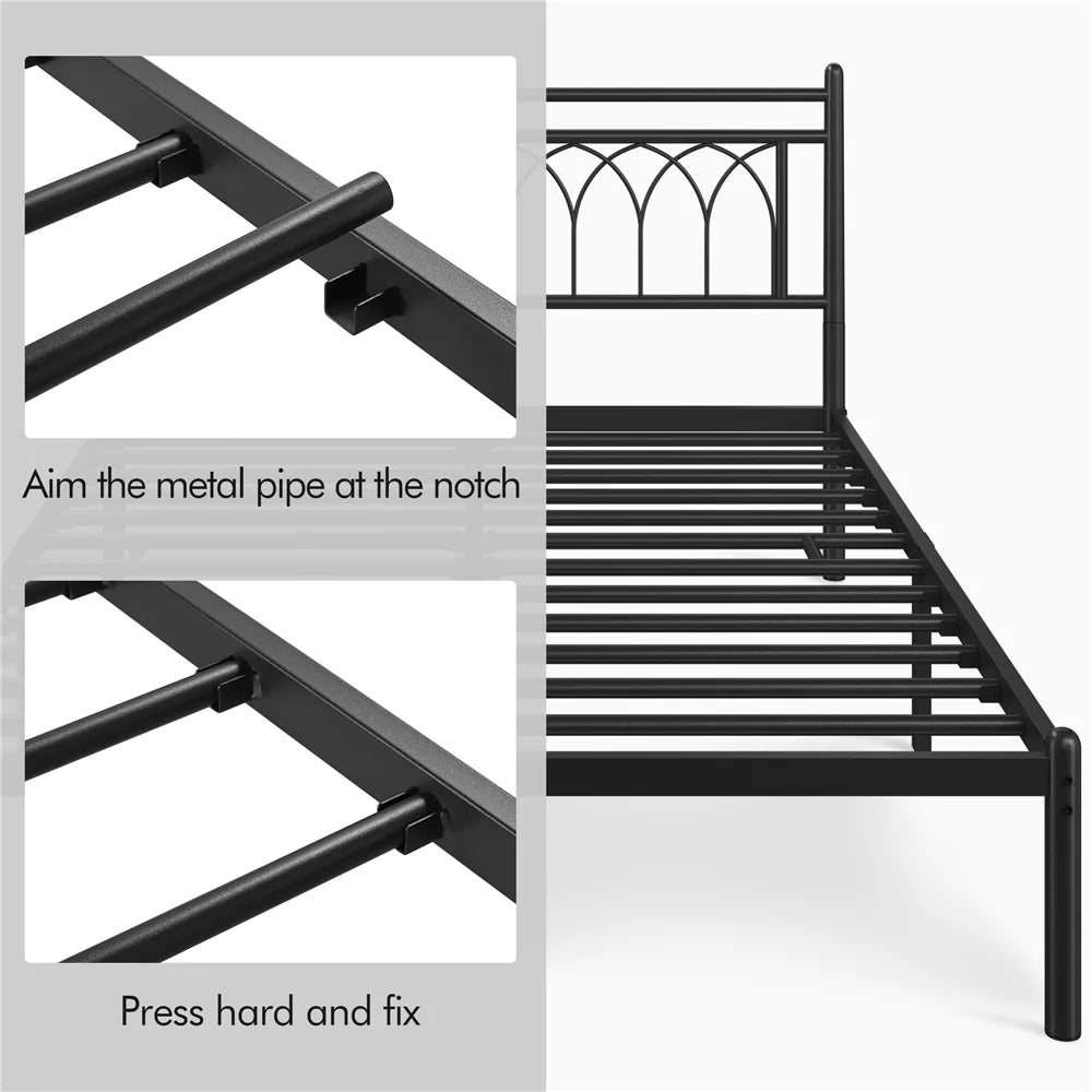 Queen Black Metal Bed Frame with Headboard R522582