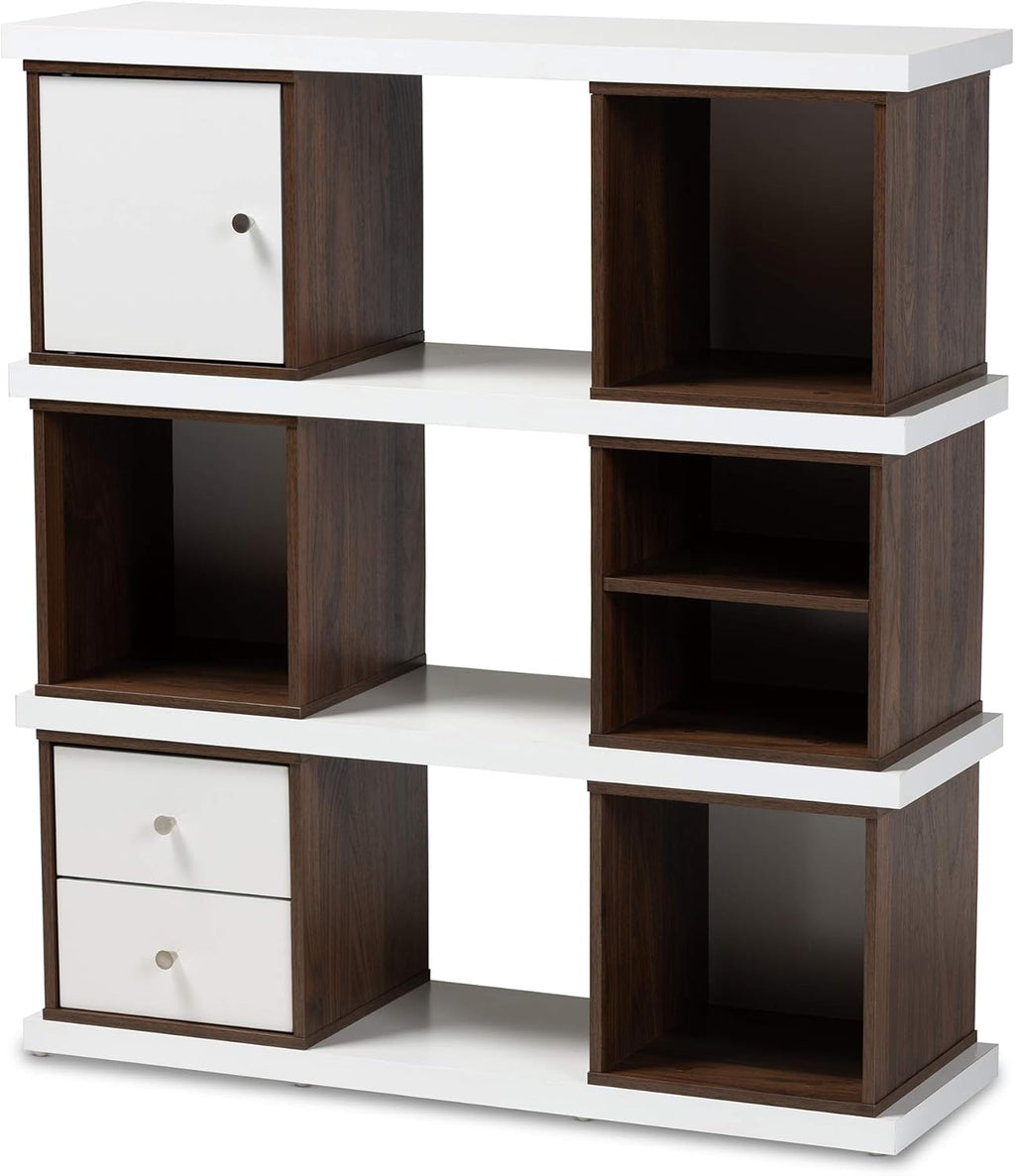 White/Walnut Bookcases M3119