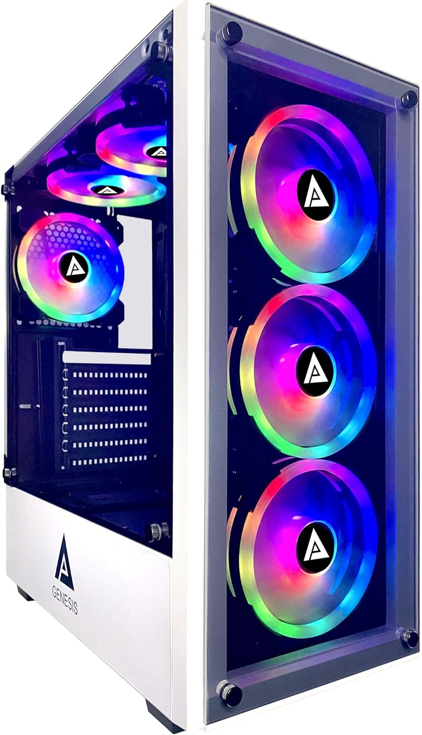 Black Mid Tower Gaming Case with Tempered Glass Panel and RGB Fans L939628