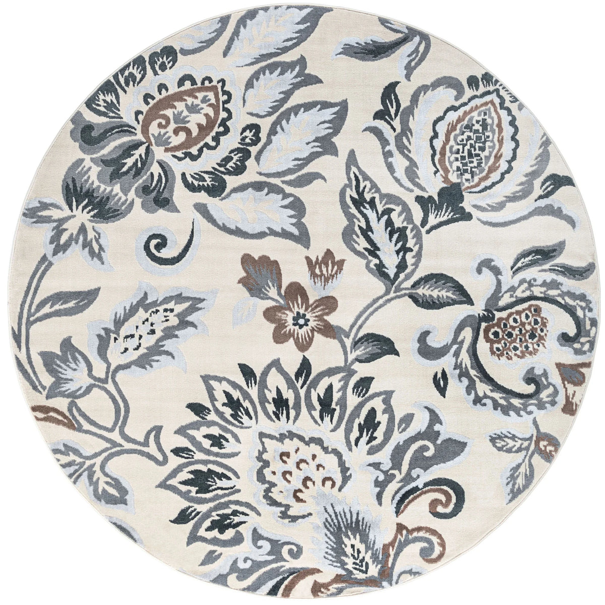 6ft Round Cream Area Rug M252