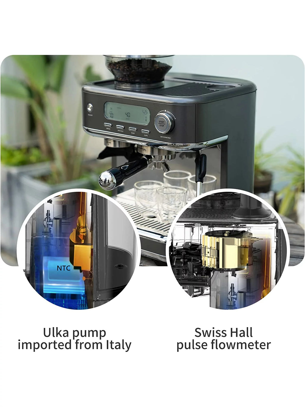 All in One Espresso Machine with Coffee Grinder and Milk Steam Wand Q89449