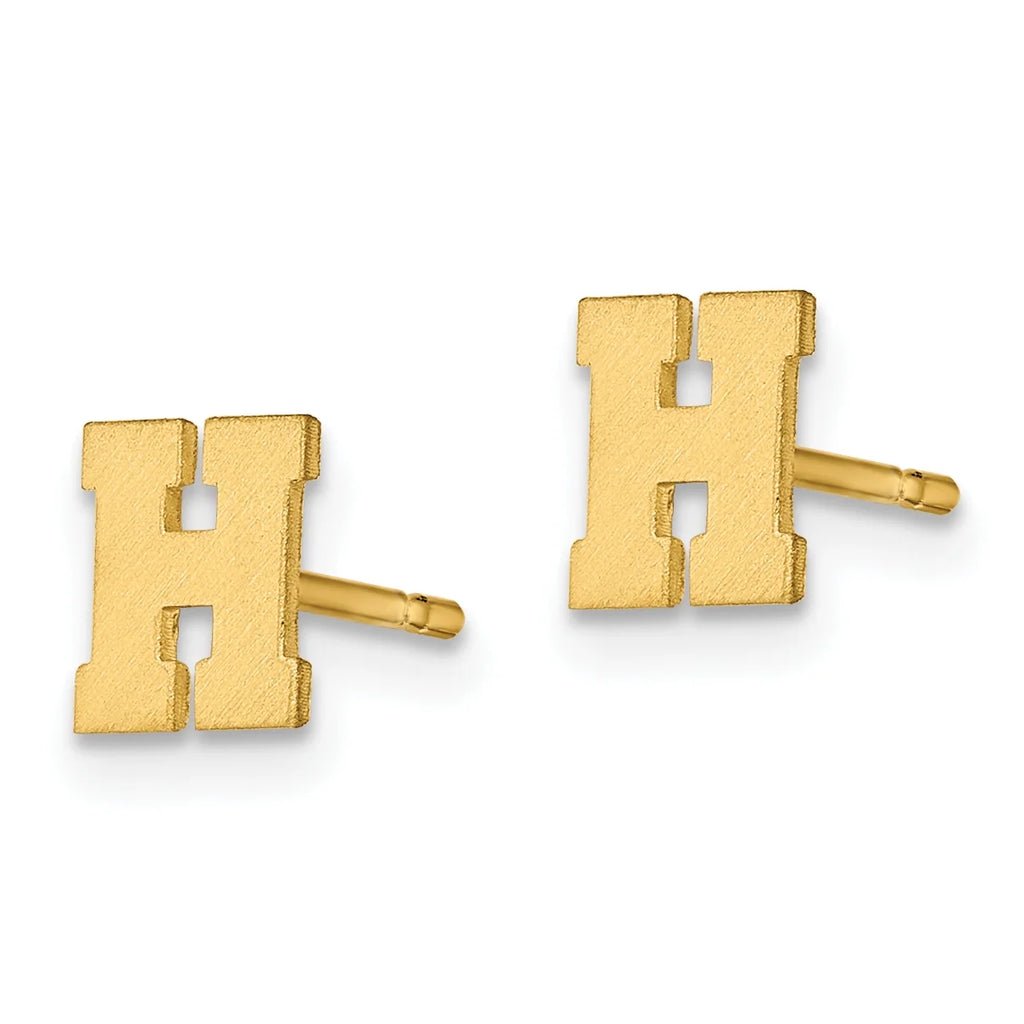 10K Yellow Gold Initial H Post Earrings D1415