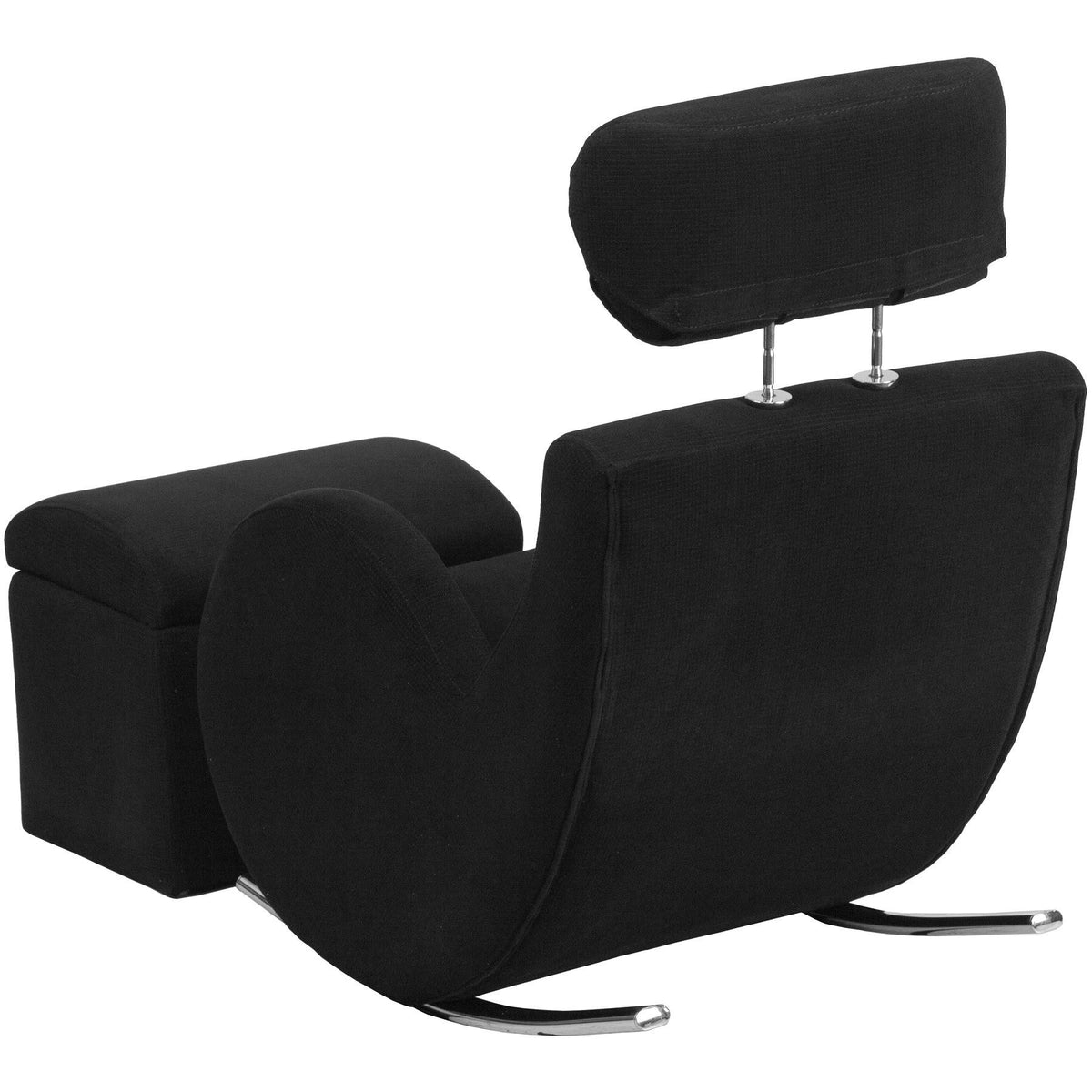 Black Fabric Rocking Chair with Storage Ottoman S683