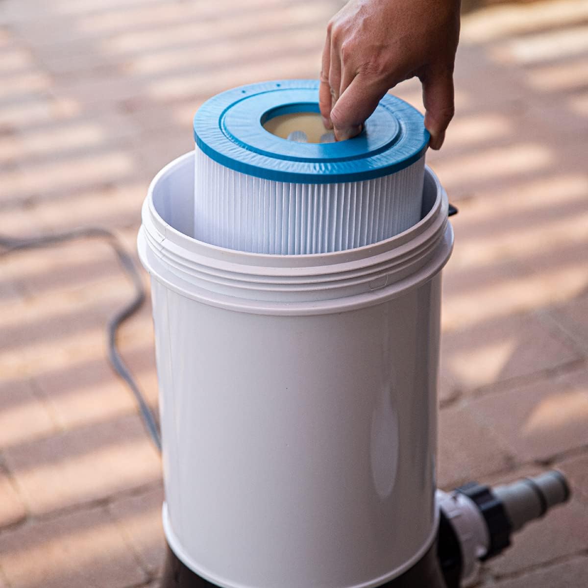 White/Black Above Ground Pool Cartridge Filter System with Pump E3106